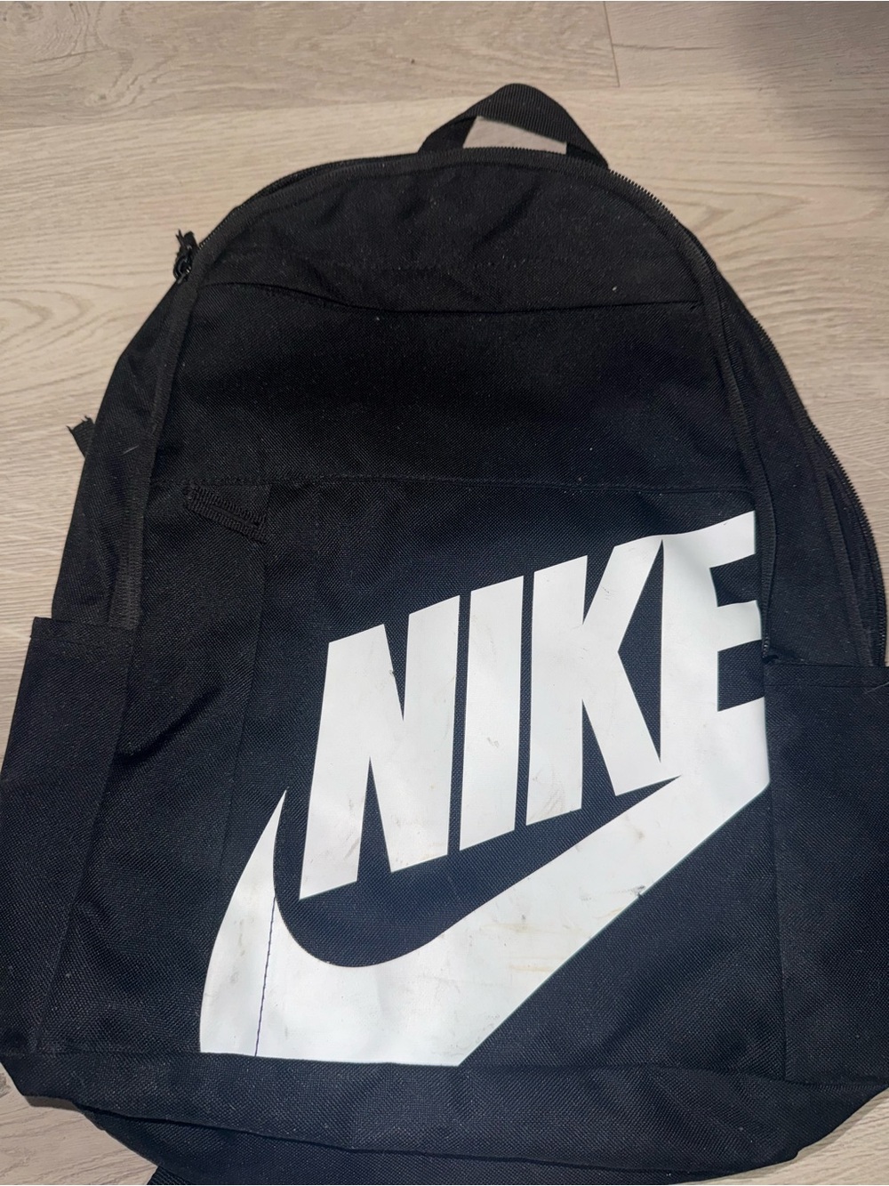 Nike Black Backpack with Large White Swoosh Logo
